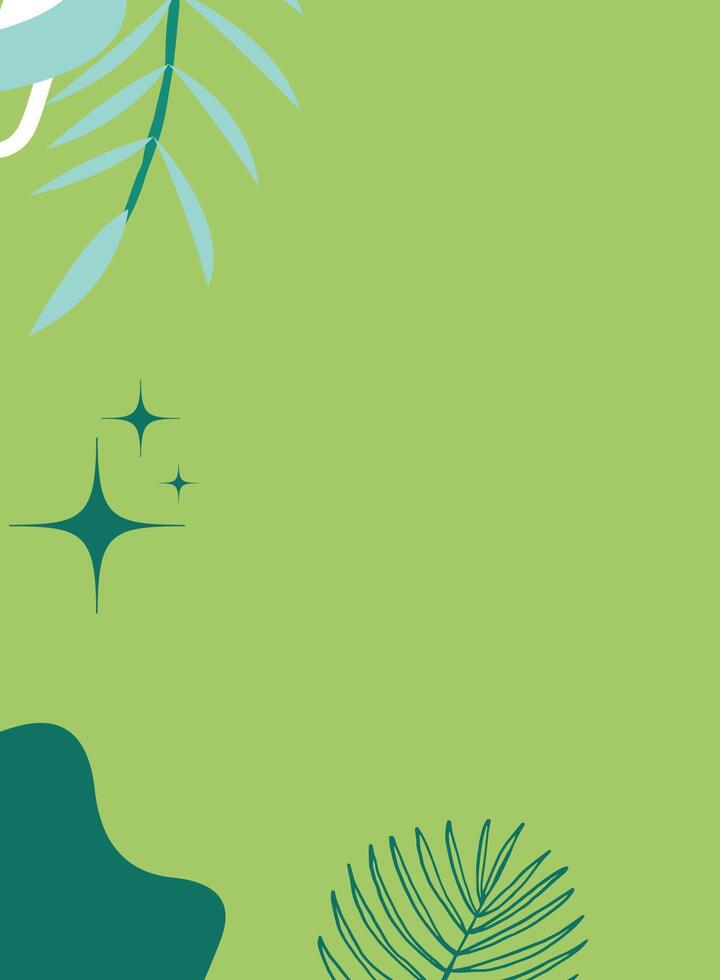 illustration of an abstract background with leaves, Abstract background with tropical leaves and stars. background illustration Flat design. vector
