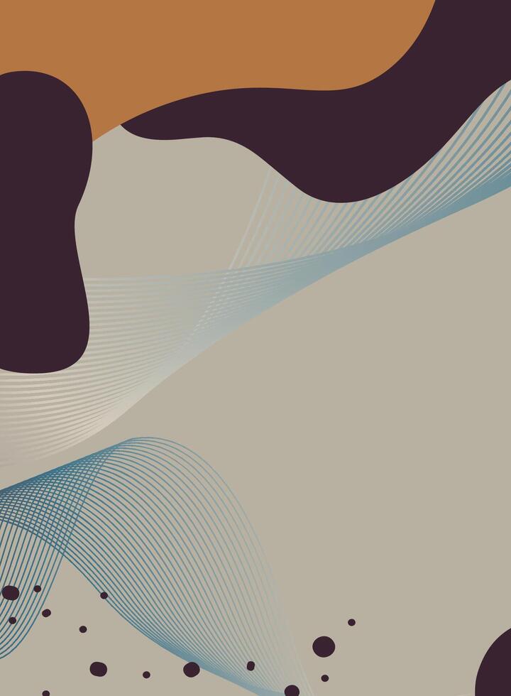 abstract background with wavy lines and dots in orange and brown colors vector
