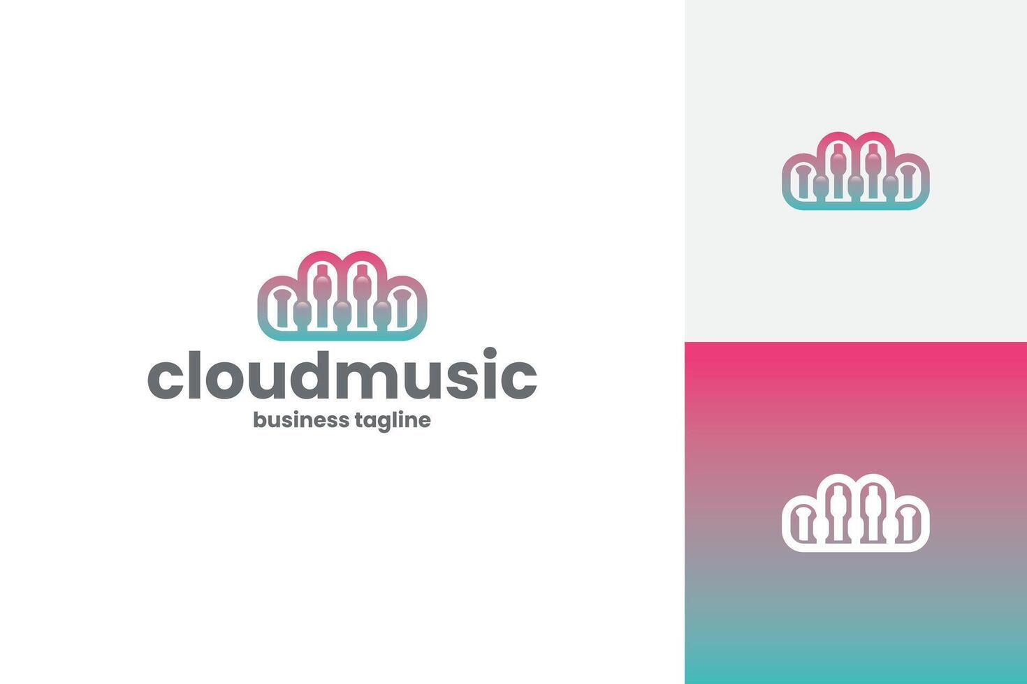 cloud music logo design vector