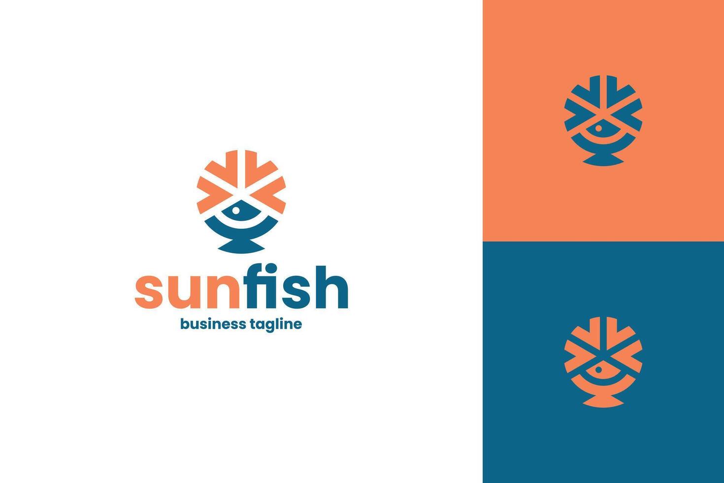 sun fish logo design vector