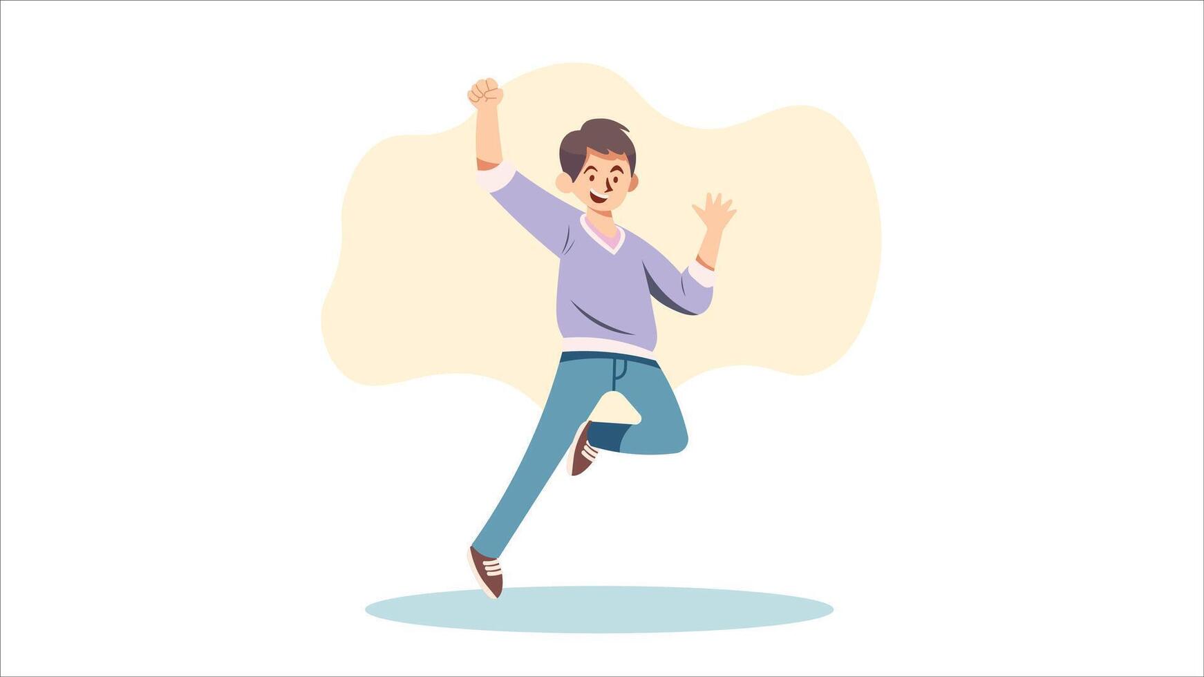 Happy Young Man Jumping with Joy Flat Illustration vector