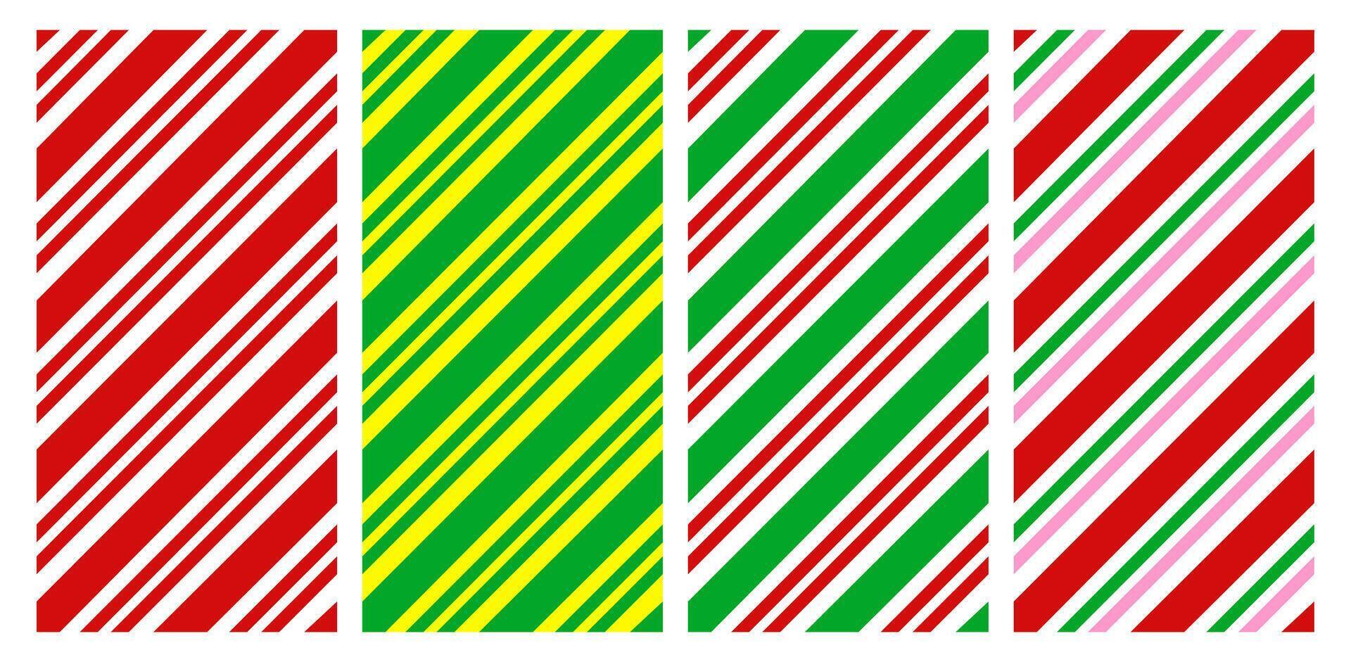 Seamless diagonal stripe pattern set. Design for wallpaper, fabric, textile. Simple background, candy cane stripe vector