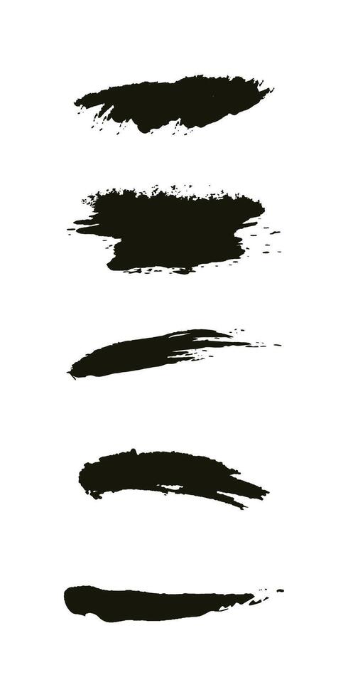 Set of hand-drawn dry ink brush strokes in black color for creative art, grunge texture, abstract lines, sketchy elements, and background design projects vector