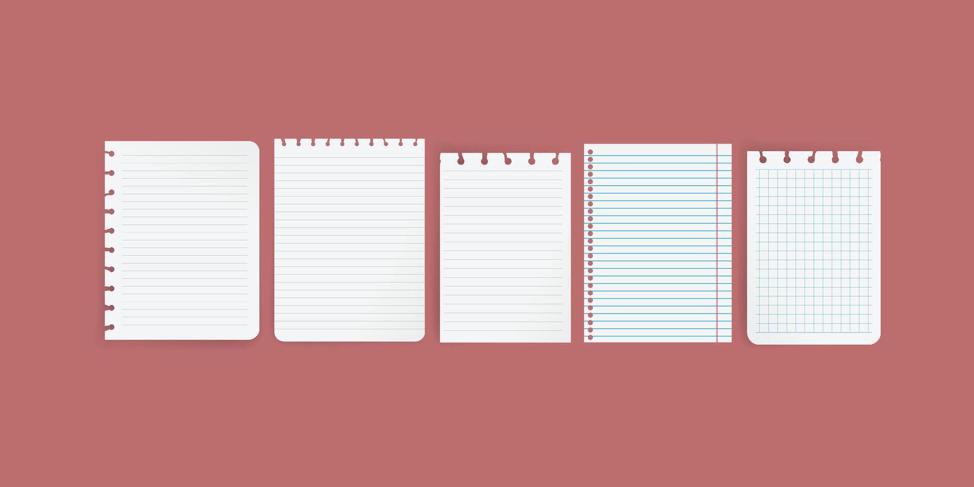 Realistic blank paper sheets in various formats illustration. Empty white document templates, clean stationery mockup for office, corporate, business presentation vector