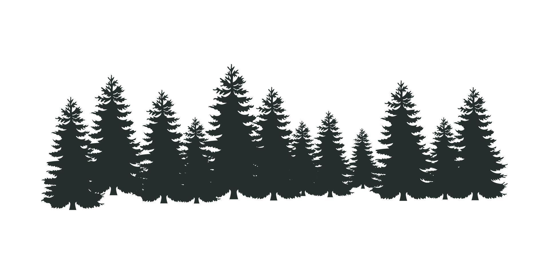 collection of fir tree silhouette icons perfect for Christmas and New Year designs featuring pine shapes, holiday elements, and winter decorations for seasonal themes vector