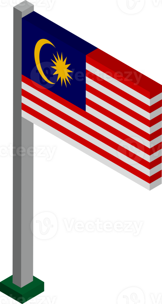 Malaysia Flag in Isometric dimension. png