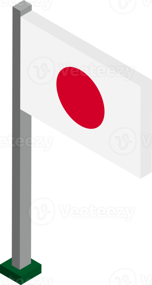 Japan Flag in Isometric dimension. png