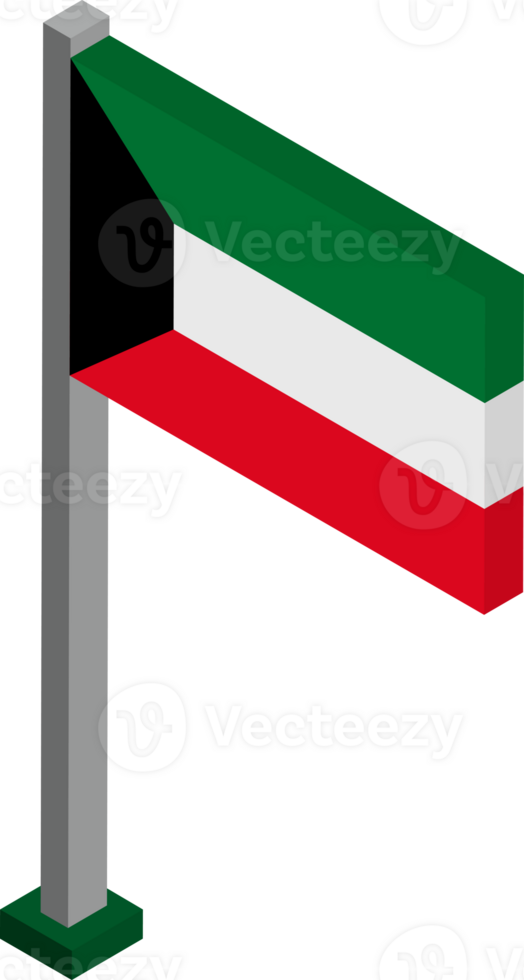 Kuwait Flag in Isometric dimension. png