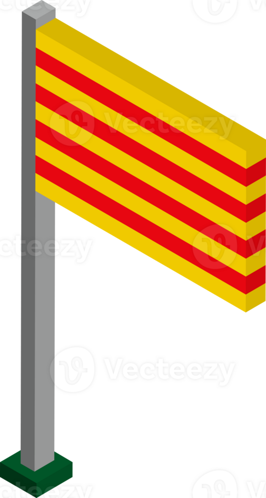 Catalonia Flag in Isometric dimension. png