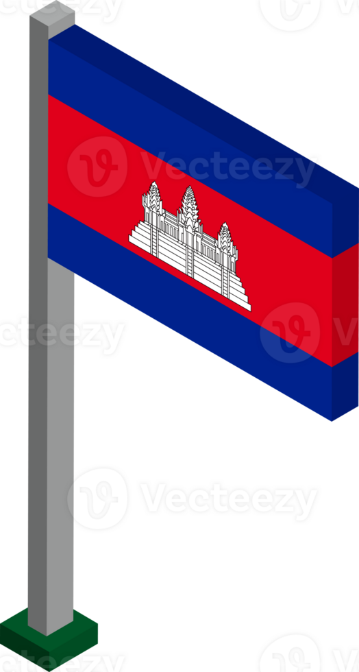 Cambodia Flag in Isometric dimension. png