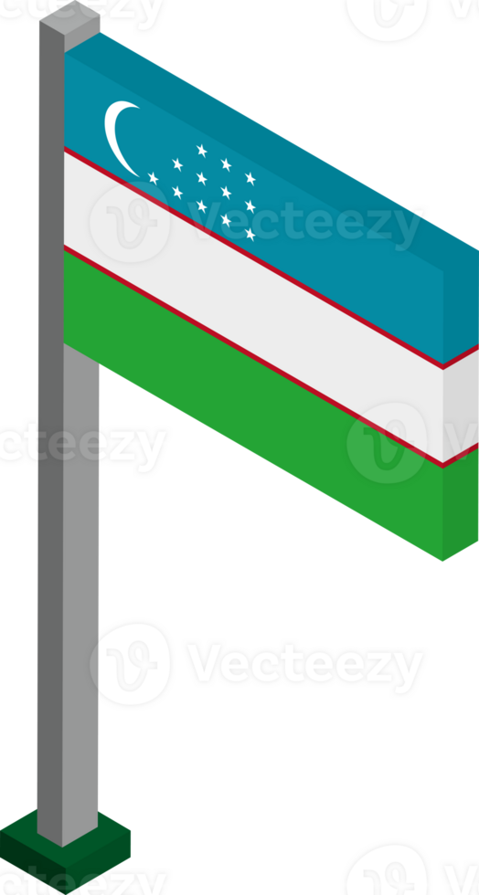 Uzbekistan Flag in Isometric dimension. png