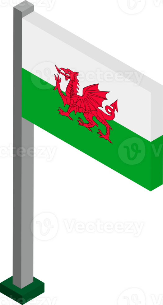 Wales Flag in Isometric dimension. png
