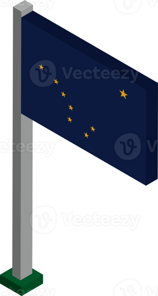 Alaska US state flag in Isometric dimension. png