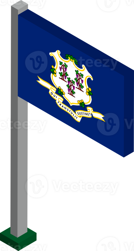 Connecticut US state flag in Isometric dimension. png