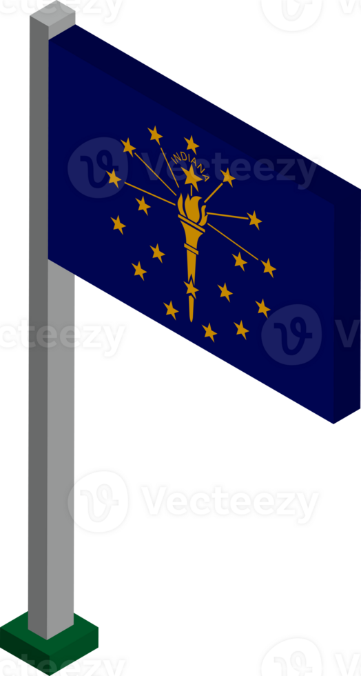 Indiana US state flag in Isometric dimension. png