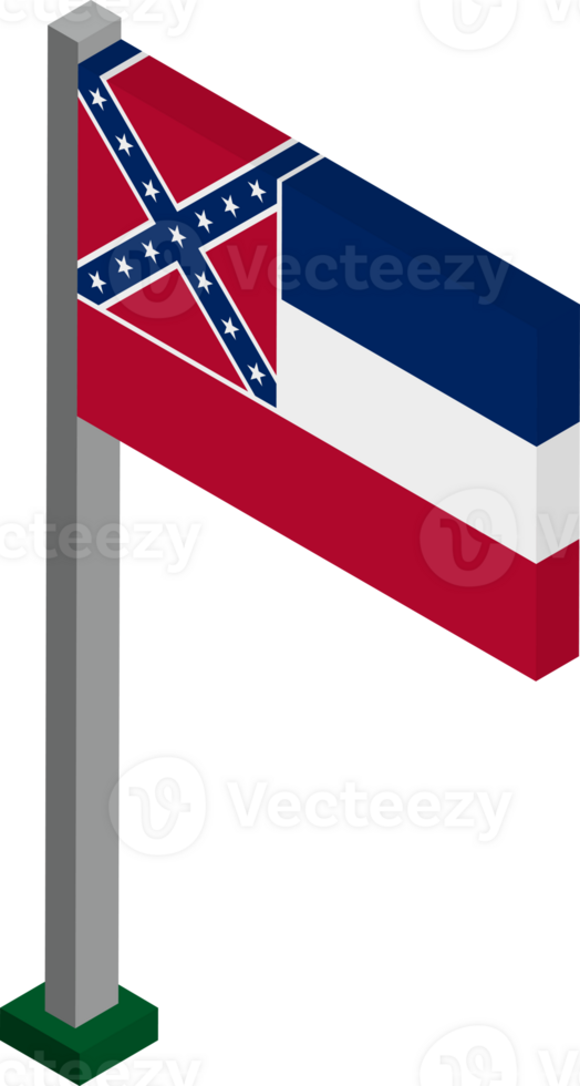 Mississippi US state flag in Isometric dimension. png