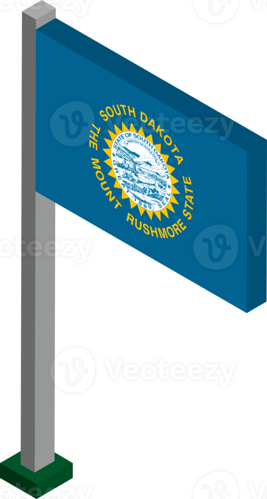 South Dakota US state flag in Isometric dimension. png
