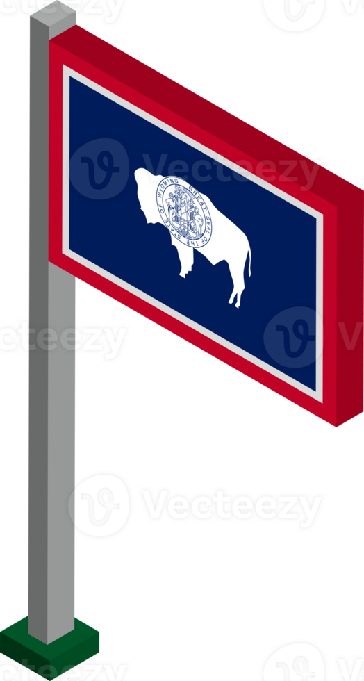 Wyoming US state flag in Isometric dimension. png