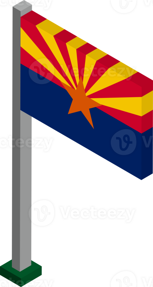 Arizona US state flag in Isometric dimension. png