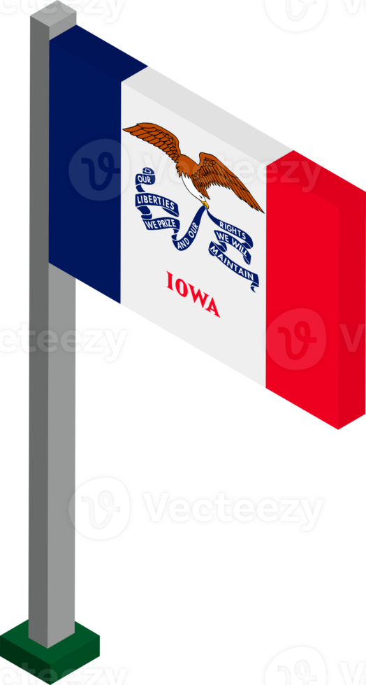 Iowa US state flag in Isometric dimension. png