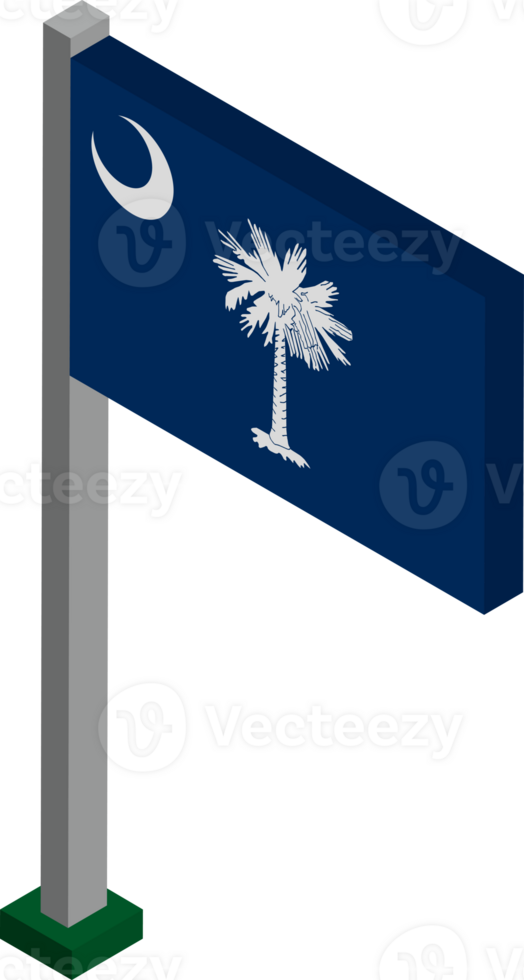 South Carolina US state flag in Isometric dimension. png