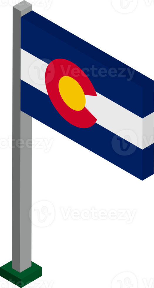 Colorado US state flag in Isometric dimension. png