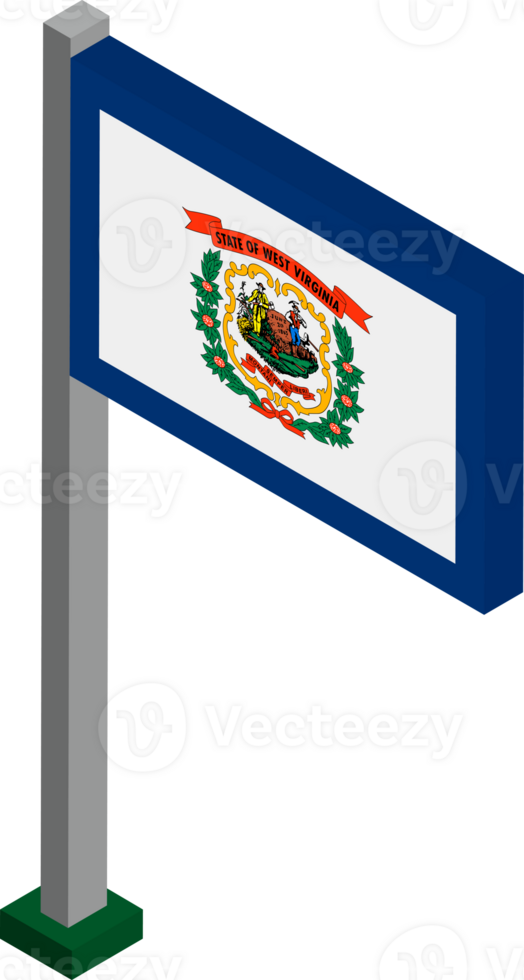 West Virginia US state flag in Isometric dimension. png