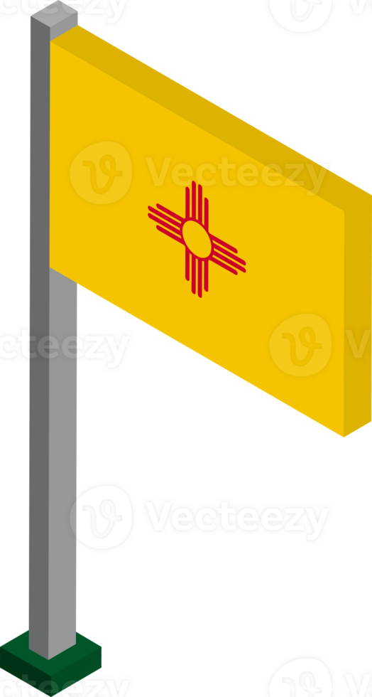 New Mexico US state flag in Isometric dimension. png