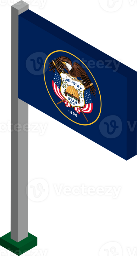 Utah US state flag in Isometric dimension. png