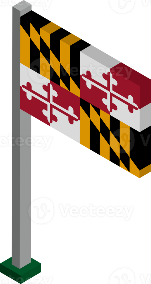 Maryland US state flag in Isometric dimension. png