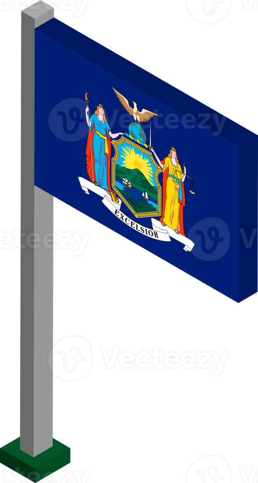 New York US state flag in Isometric dimension. png