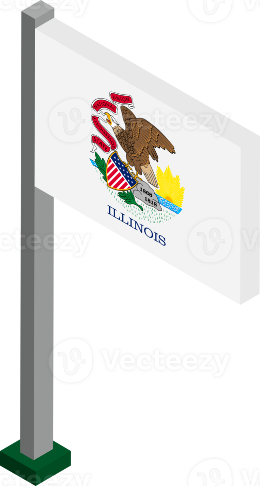 Illinois US state flag in Isometric dimension. png