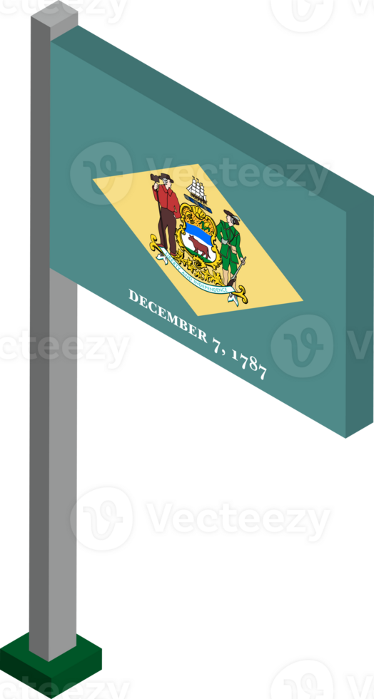 Delaware US state flag in Isometric dimension. png