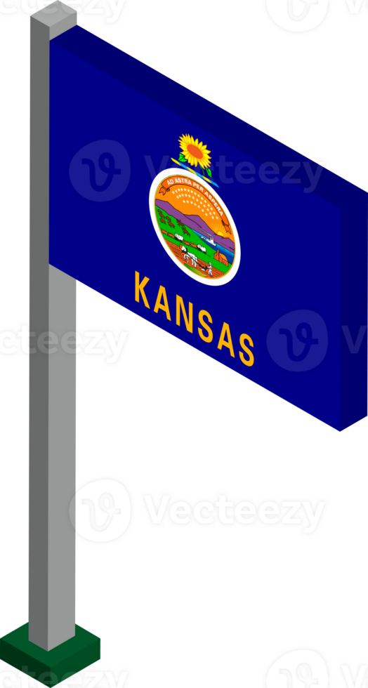 Kansas US state flag in Isometric dimension. png
