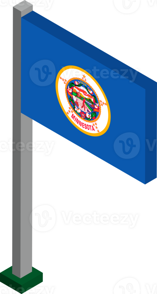 Minnesota US state flag in Isometric dimension. png