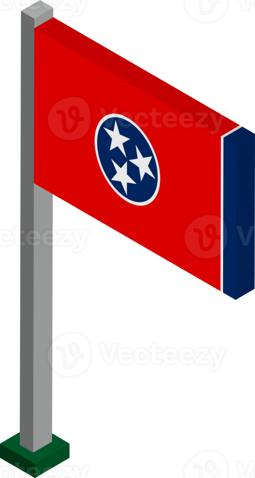 Tennessee US state flag in Isometric dimension. png