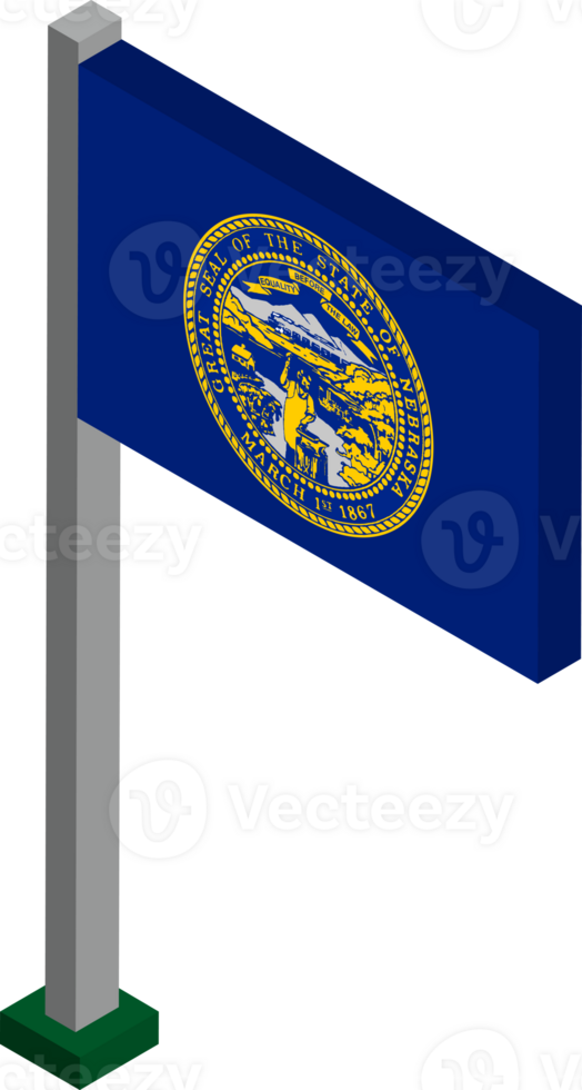 Nebraska US state flag in Isometric dimension. png