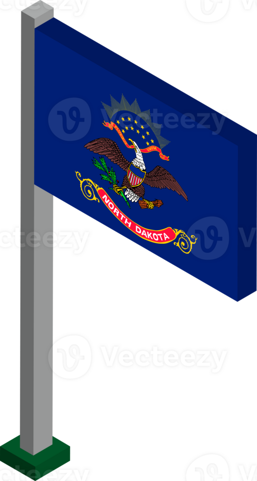 North Dakota US state flag in Isometric dimension. png