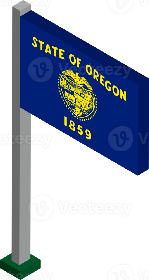 Oregon US state flag in Isometric dimension. png