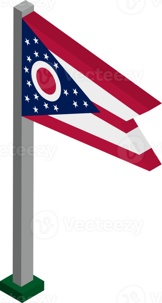Ohio US state flag in Isometric dimension. png