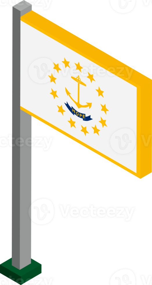 Rhode Island US state flag in Isometric dimension. png