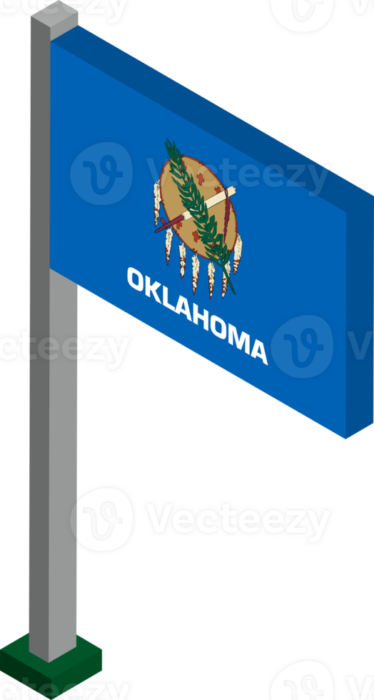 Oklahoma US state flag in Isometric dimension. png