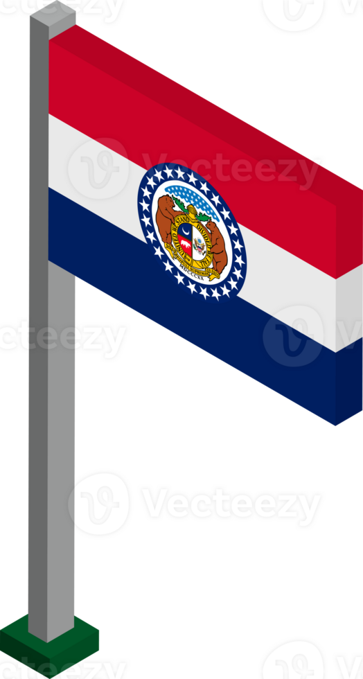 Missouri US state flag in Isometric dimension. png