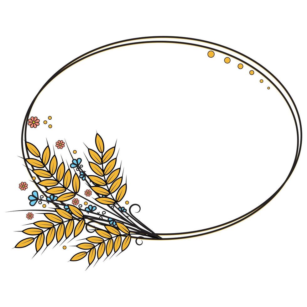 Botanical autumn frame made of wheat ears vector