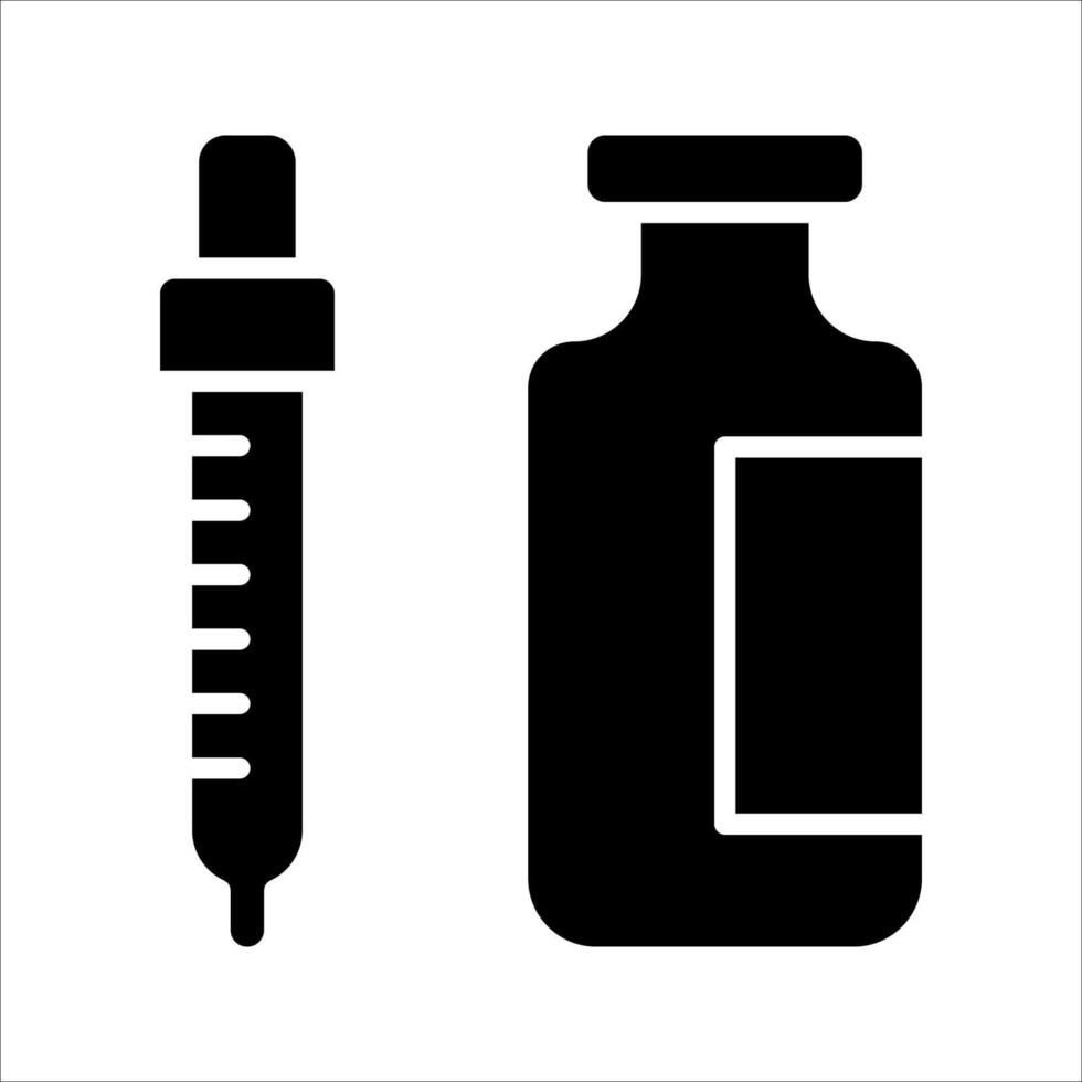 Medical Glass Bottle and Syringe Icon Symbol isolated white background. illustration. color editable. vector