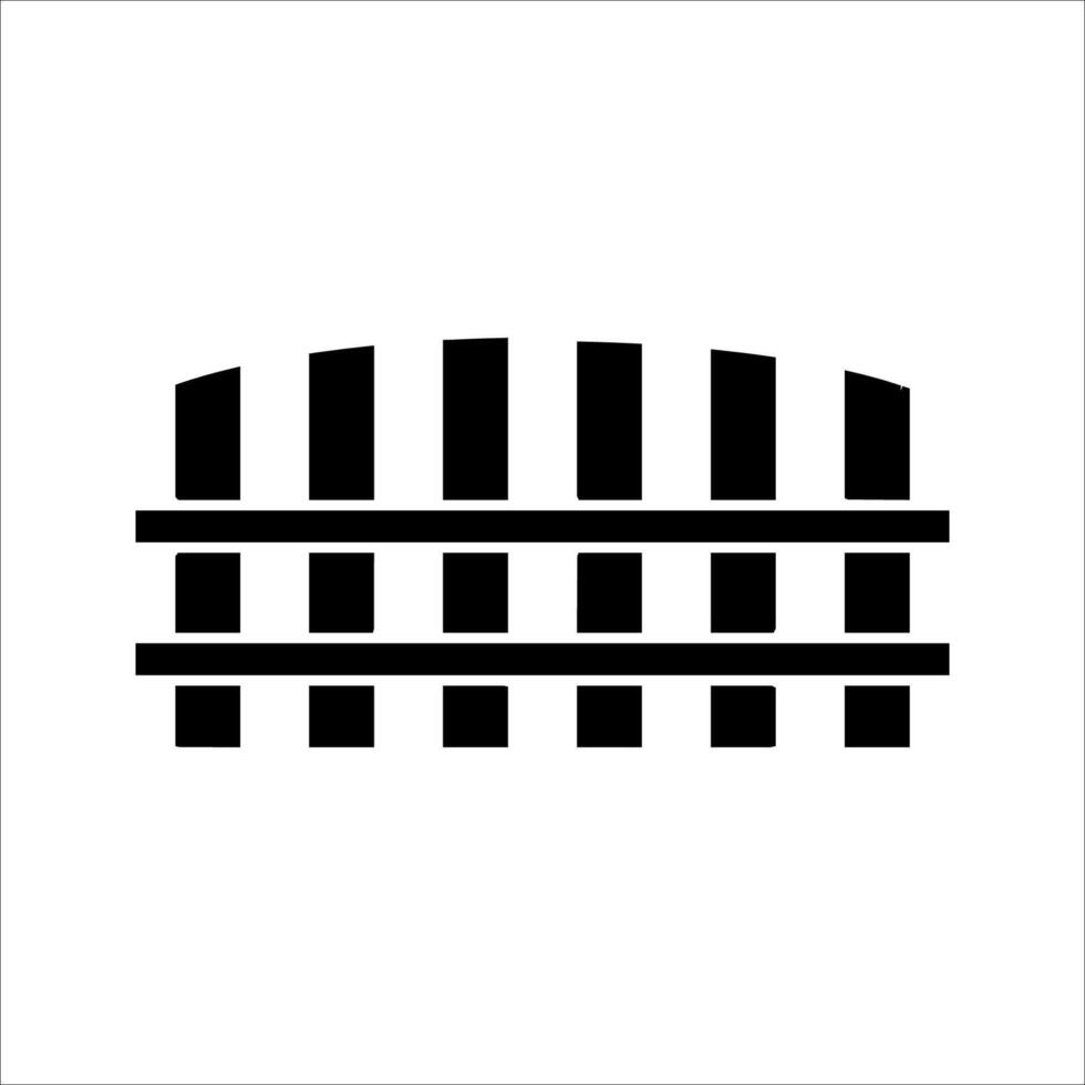 white picket fence Icon Symbol isolated white background. illustration. color editable. vector