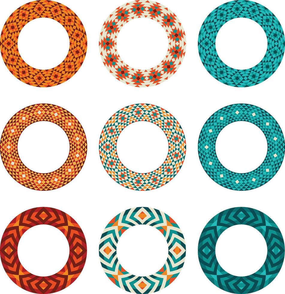 southwestern geometric pattern circle frames vector