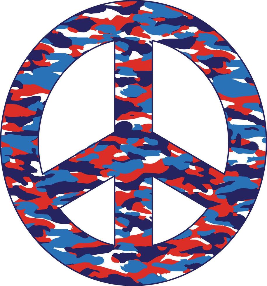 Peace sign with red white blue camouflage pattern vector