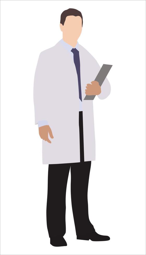 Cartoon people character design young handsome doctor standing with smiling face. vector