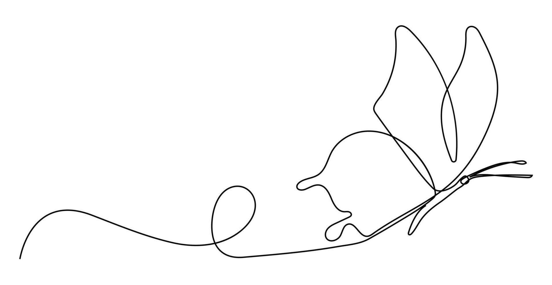 One continuous line drawing of Butterfly, Beautiful flying moth for wellbeing beauty or spa salon logo and divider concept in simple linear style. vector